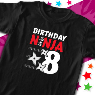 T-shirt 8 Ans Ninja Party Stars Enfants 8e anniversaire
