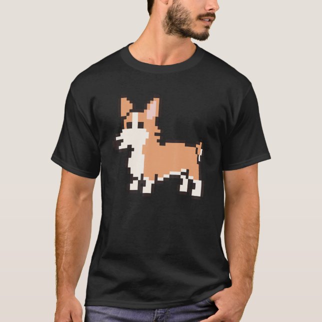 T-shirt 8 Bit Pixel Corgi (Devant)