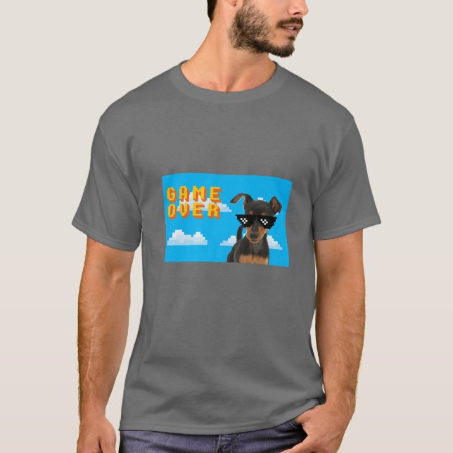 T-shirt 8 bits Game Over Miniature Pinscher (Devant)