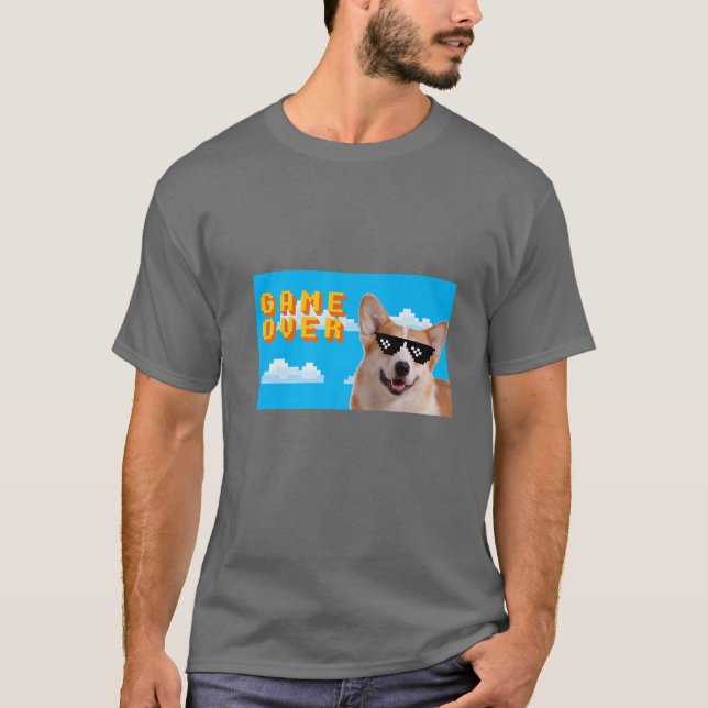 T-shirt 8 bits Game Over Pembroke Welsh Corgi (Devant)