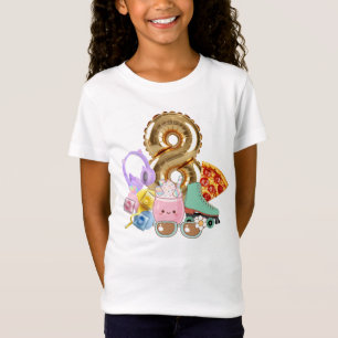 T-Shirt 8 Casque à Ballons Pizza Kawaii Boisson Patins à R