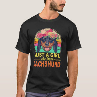 T-shirt 8 Juste Une Fille Qui Aime Dachshund Vintage