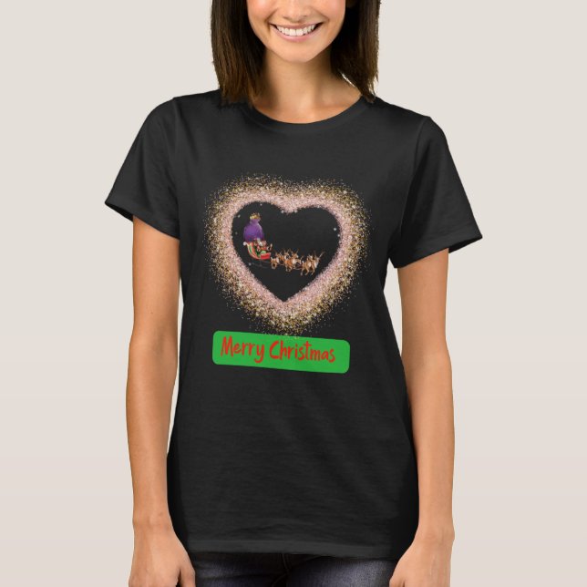T-shirt 8. Père Noël afro-américain avec elfe de rennes (Devant)