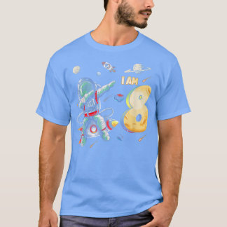 T-shirt 8 Years Old Birthday Boy Astronaut Space 8th Birth