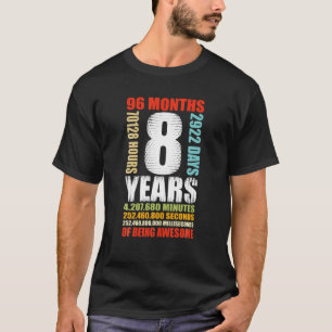 T-shirt 8E Anniversaire 8 Anniversaire Garçons Filles Enfa