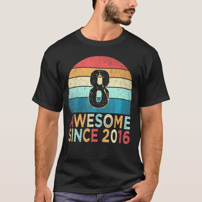 T-shirt 8E Anniversaire 8 Ans Awesome Depuis 2016 (Devant)