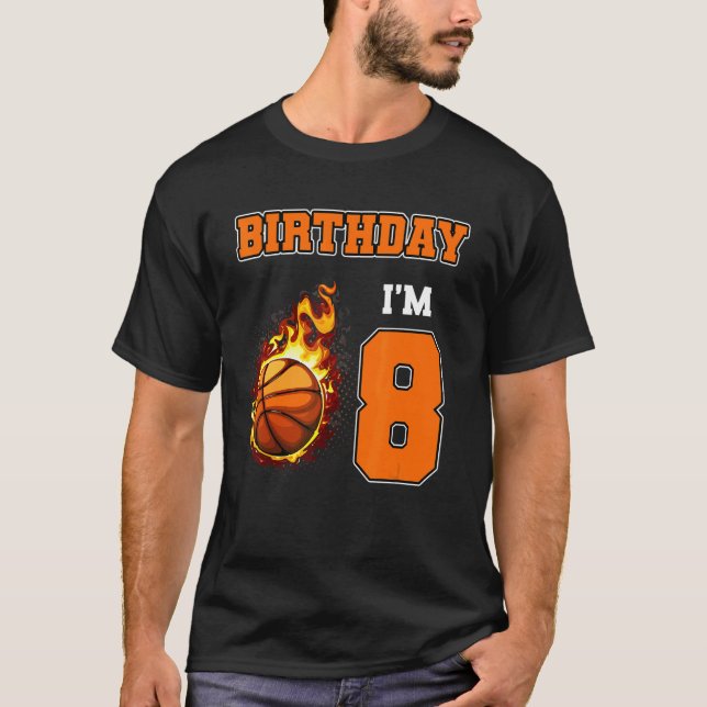 T-shirt 8e anniversaire Basketball Garçons Enfants Filles  (Devant)