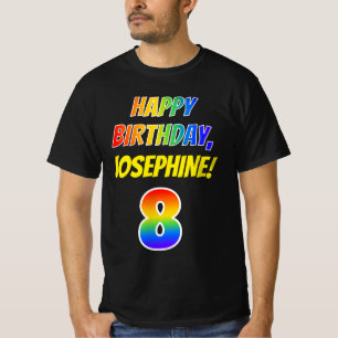 T-shirt 8e anniversaire — Bold, Fun, Rainbow 8, Nom pers
