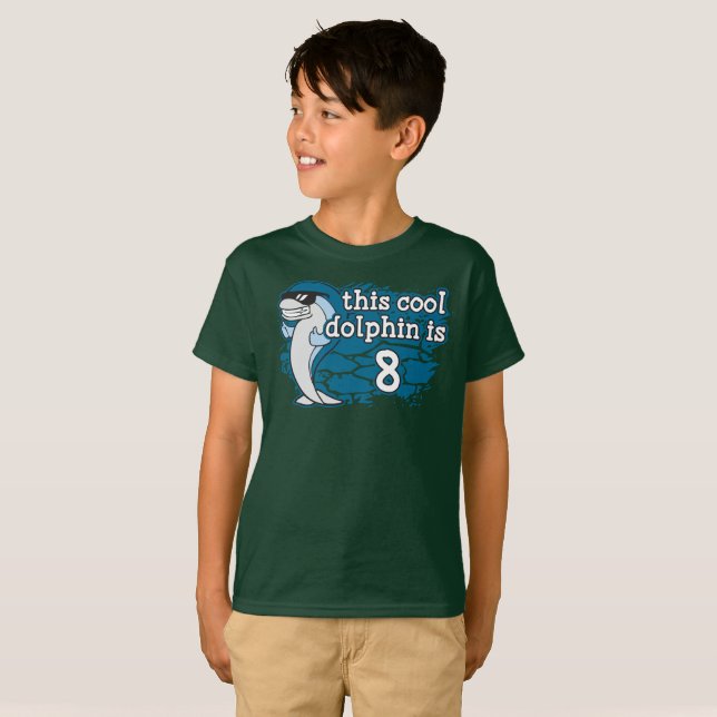 T-shirt 8e anniversaire de l'enfant Ce dauphin Cool est hu (Devant entier)