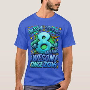 T-shirt 8e anniversaire de style de bande dessinée Awesome