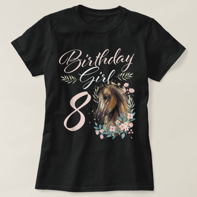 T-shirt 8e anniversaire fille Cheval Lover 8 ans Anniversa (Design devant)