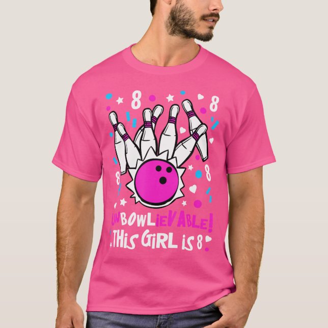 T-shirt 8E Anniversaire Filles Bowling Party Cute Unbowlie (Devant)