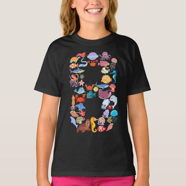 T-shirt 8e anniversaire Ocean Sea Animaux Thème 8 ans Old (Devant)