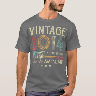 T-shirt 8e Birthday Womens Mens Vintage Awesome 2014 Guit