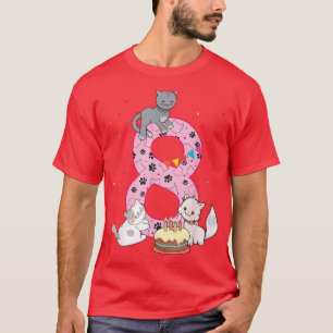 T-shirt 8e Chats Anniversaire Fille fête mignonne 8 ans Si
