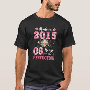 T-shirt 8ème Anniversaire Pour Femmes Floral Fabriqué En 2