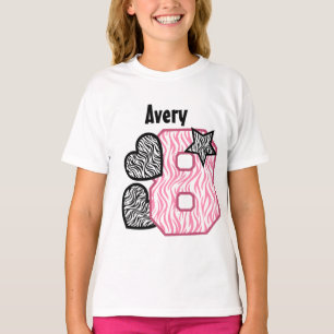 T-shirt 8ème Coeurs de zèbre d'anniversaire huit 10GN an
