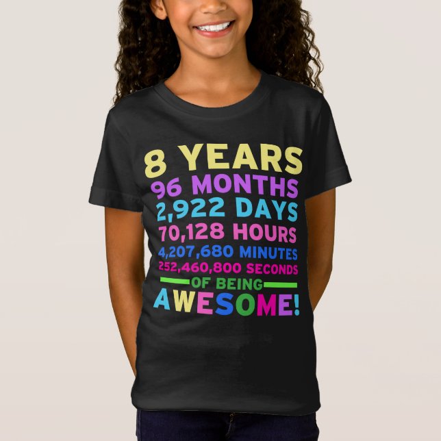 T-Shirt 8ème Fille de garçon de chemise d'anniversaire (Devant)