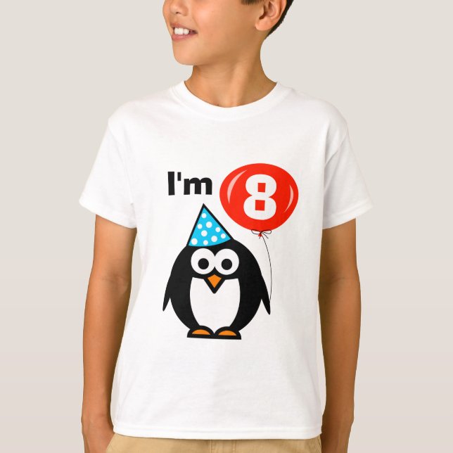 T-shirt 8ème pingouin de la chemise | d'anniversaire (Devant)