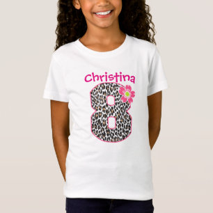 T-Shirt 8ème Roses indien et empreinte de léopard de fille