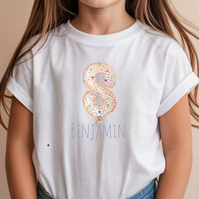 T-shirt 8th Birthday Balloon Milestone Birthday Party  (Créateur téléchargé)