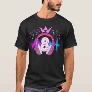 T-shirt 8th Music Birthday Party Eight Year Old Musical Bi