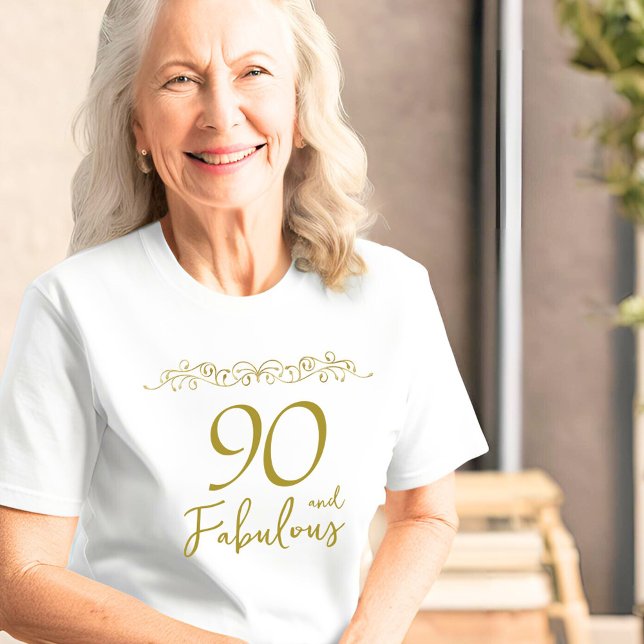 T-shirt 90 et fabuleux ornement d'or 90e anniversaire (Créateur téléchargé)