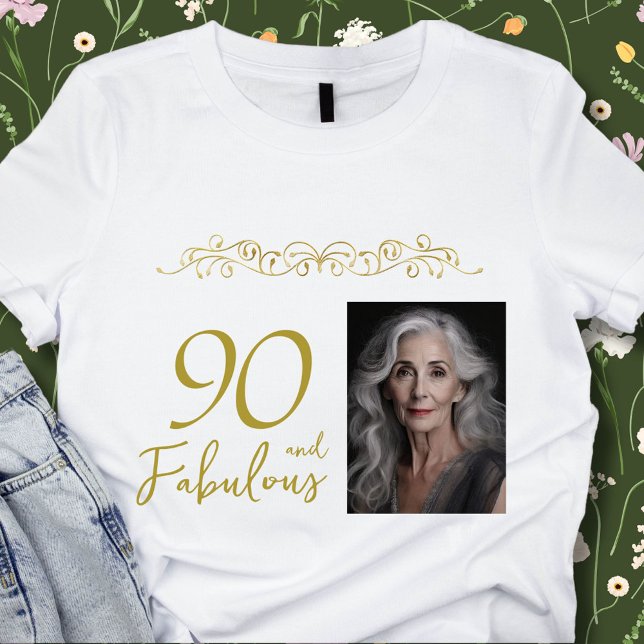 T-shirt 90 et fabuleux ornement d'or 90e anniversaire Phot (Créateur téléchargé)
