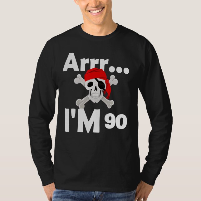 T-shirt 90e anniversaire Pirate Skull 90 ans Anniversaire (Devant)