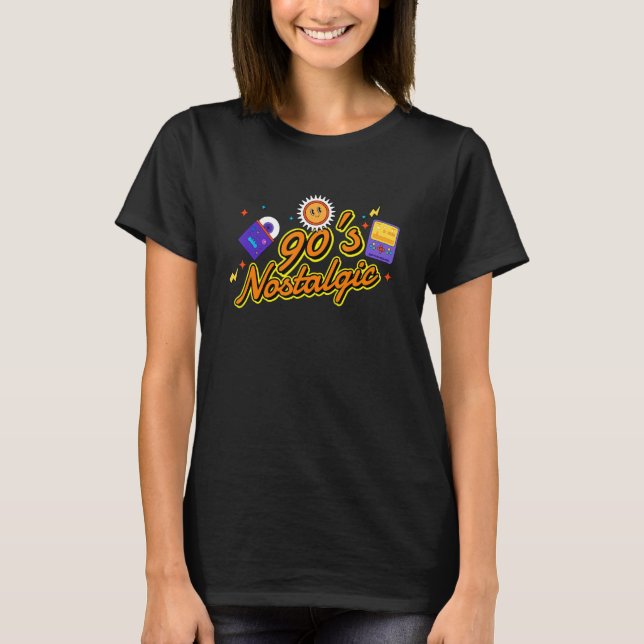 T-shirt 90's Nostalgic Nineties Music Cassette Mixtape Ret (Devant)