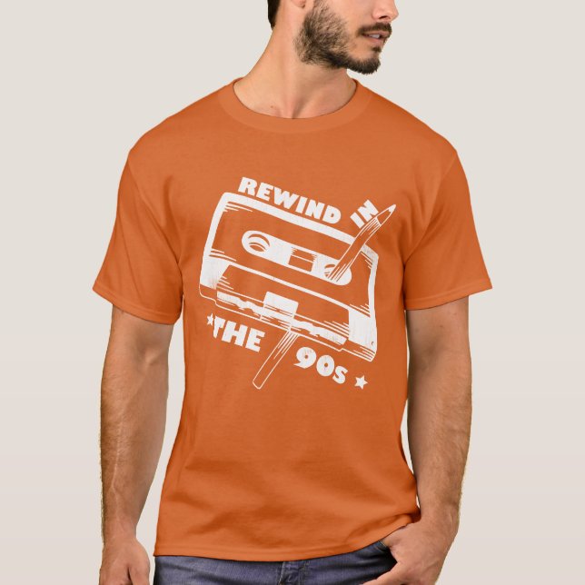 T-shirt 90s Retro Rewind A Cassette With Pencil Costume gi (Devant)