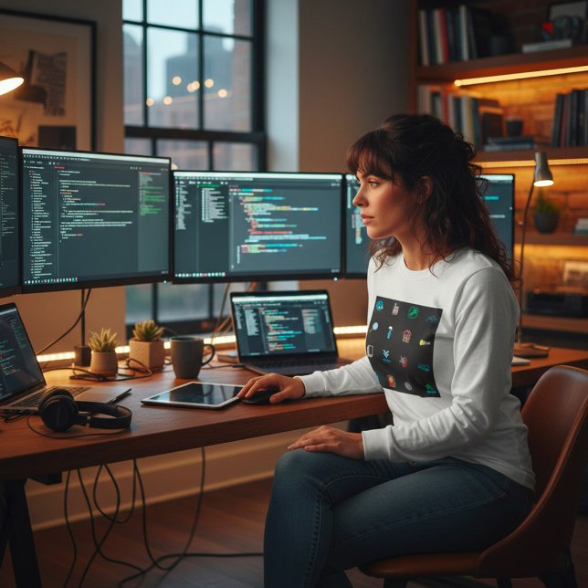 T-shirt 90s Retro Tech and Web Icon Pattern (Créateur téléchargé)