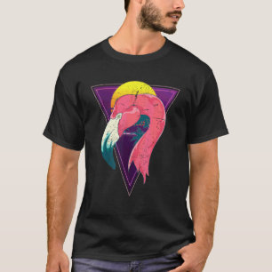 T-shirt 90s Sunset Synthwave Flamant rose rose Vaporwave T