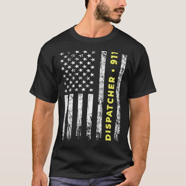 T-shirt 911 Dispatcher Thin Yellow Line Dispatch US Americ (Devant)