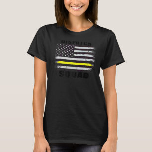 T-shirt 911 Dispatcher Usa Drapeau mince ligne jaune