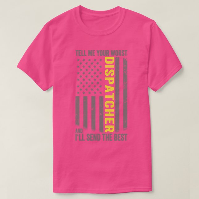 T-shirt 911 Opérateur Drapeau US Mince Gold Line Disp d'ur (Design devant)