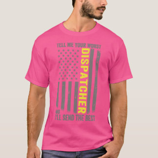 T-shirt 911 Opérateur Drapeau US Mince Gold Line Disp d'ur