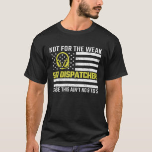 T-shirt 911 Opérateur Drapeau US Mince Gold Line Disp d'ur