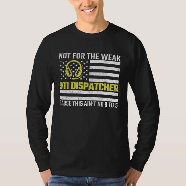 T-shirt 911 Operator US Flag Thin Gold Line Emergency Disp (Devant)