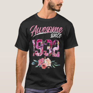 T-shirt 91 Anniversaire Floral Anniversaire Awesome Depuis