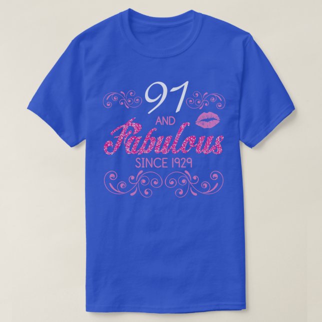 T-shirt 91 Ans Et Fabuleux Depuis 1929 Joyeux Anniversaire (Design devant)
