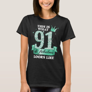T-shirt 91 & Fabulous I Turquoise Black Party Group Photo