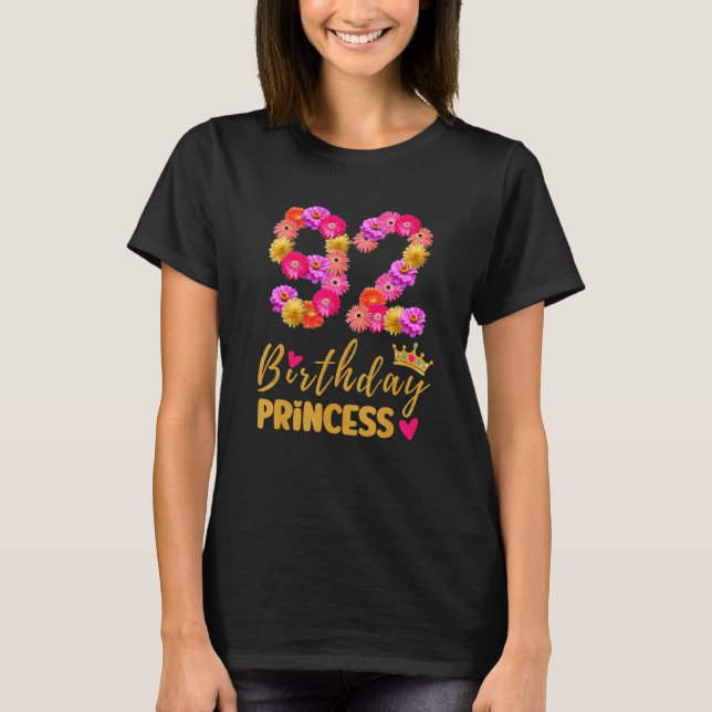 T-shirt 92 Anniversaire Princesse Flower Son 92e B (Devant)