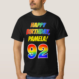 T-shirt 92e anniversaire — Bold, Fun, Rainbow 92, Nom pers