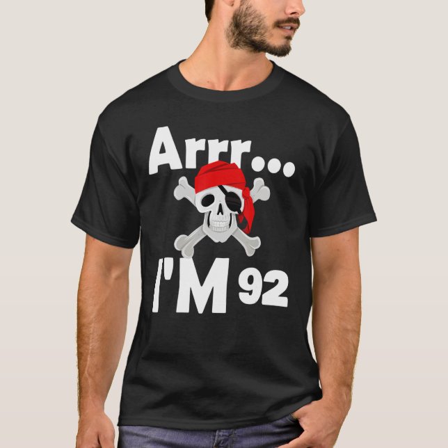 T-shirt 92e anniversaire Pirate Skull 92 ans Anniversaire (Devant)