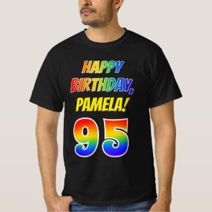 T-shirt 95e anniversaire — Bold, Fun, Rainbow 95, Nom pers