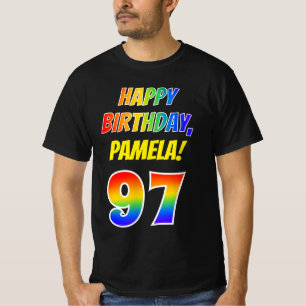 T-shirt 97e anniversaire — Bold, Fun, Rainbow 97, Nom pers