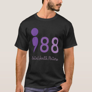 T-shirt 988 Semicolon, santé mentale, questions Suicide Em