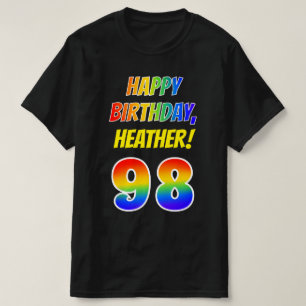 T-shirt 98e anniversaire — Bold, Fun, Rainbow 98, Nom pers