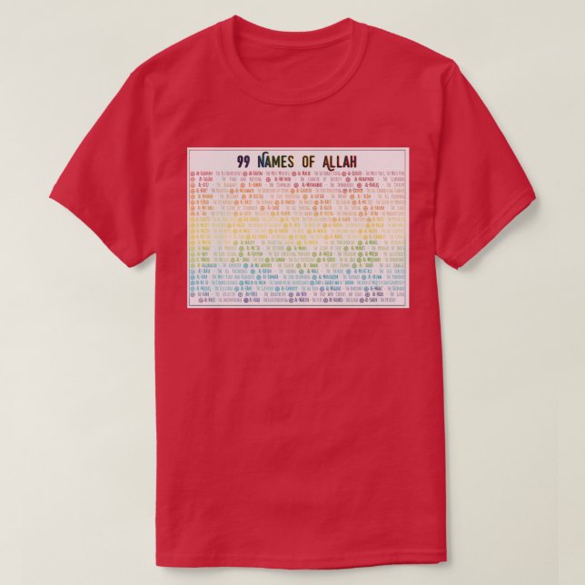 T-shirt 99 Noms d'Allah Asma ul Husna Poster (Design devant)